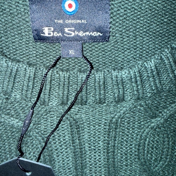 Ben Sherman Sweater Men XL Green/Spruce 100% Cotton Crew Neck Preppy Minimalist - Picture 3 of 10